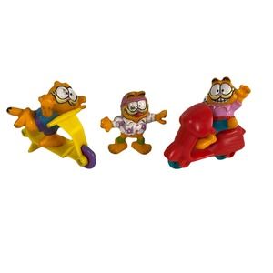 1988 Vintage Garfield McDonald's Happy Meal Toys Set Of 3 Loose‎ PVC Figures